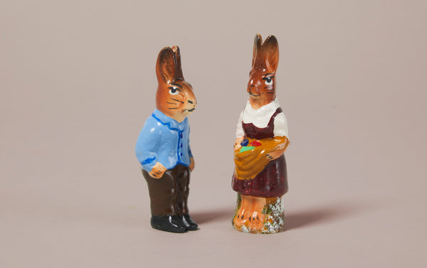 Traditional Papier-mâché Easter Bunny Figurines