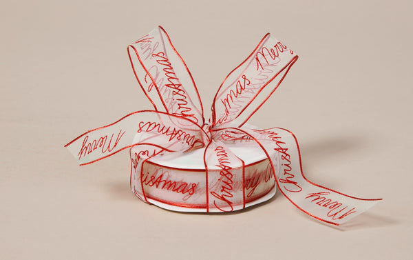 Novelty Sheer Merry Christmas Decorative Ribbon, 10m roll