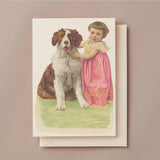 Embossed Die Cut Greeting Card, Child and Puppy