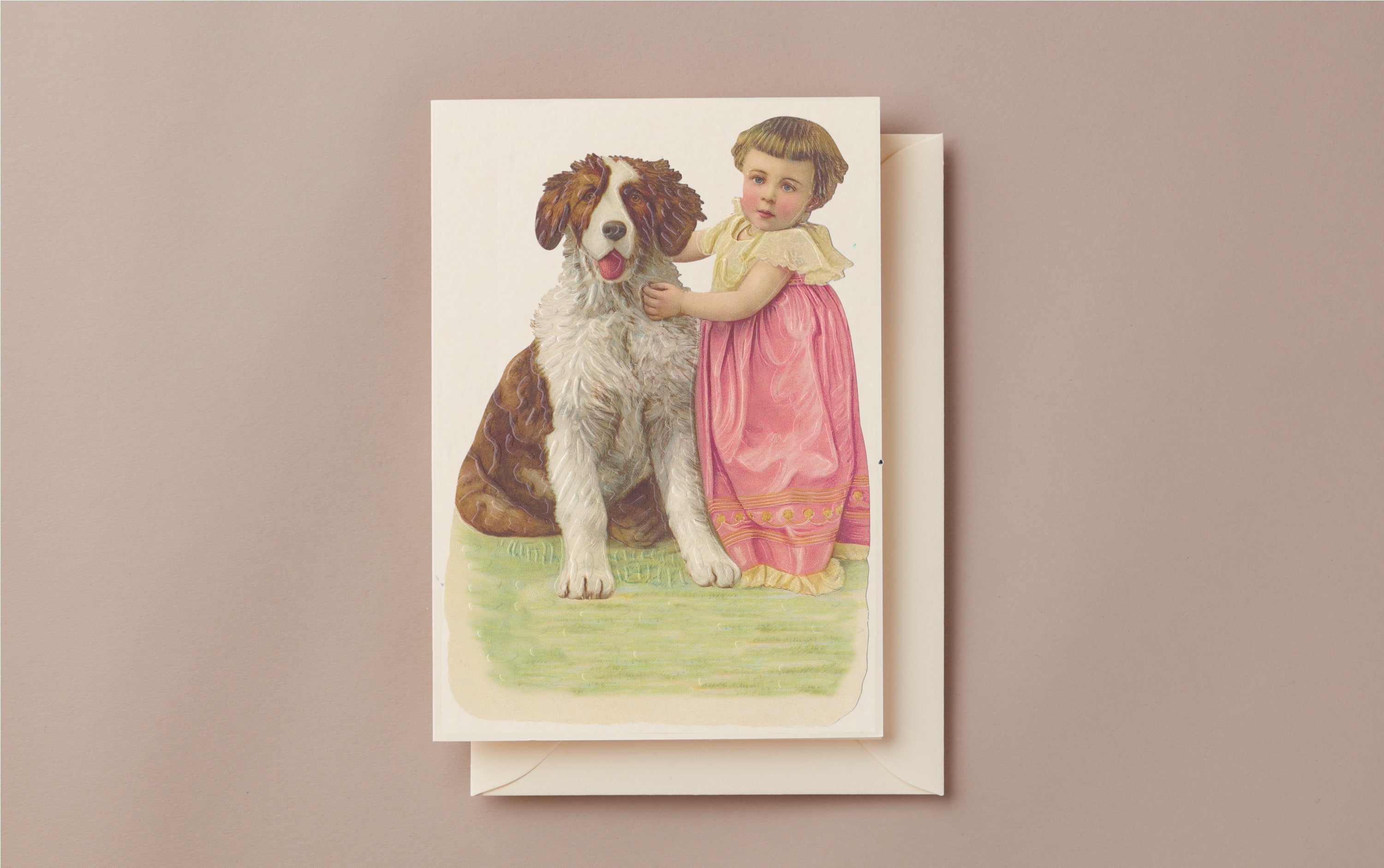 Embossed Die Cut Greeting Card, Child and Puppy