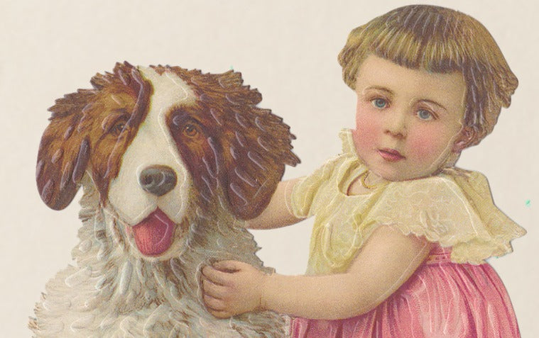 Embossed Die Cut Greeting Card, Child and Puppy
