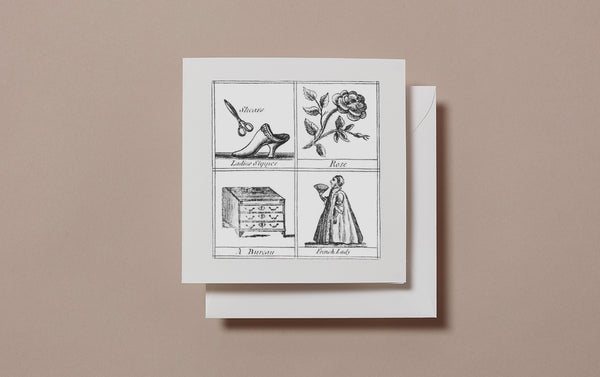 Square Miscellany Greeting Card, French Lady