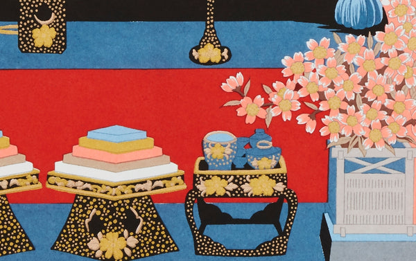 Full-Panel Chiyogami Silk Screen Print, Hina Doll