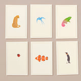 Set of 6 Embossed Fauna Mini Cards, No.1