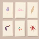 Set of 6 Embossed Flora and Fauna Mini Cards, No. 2