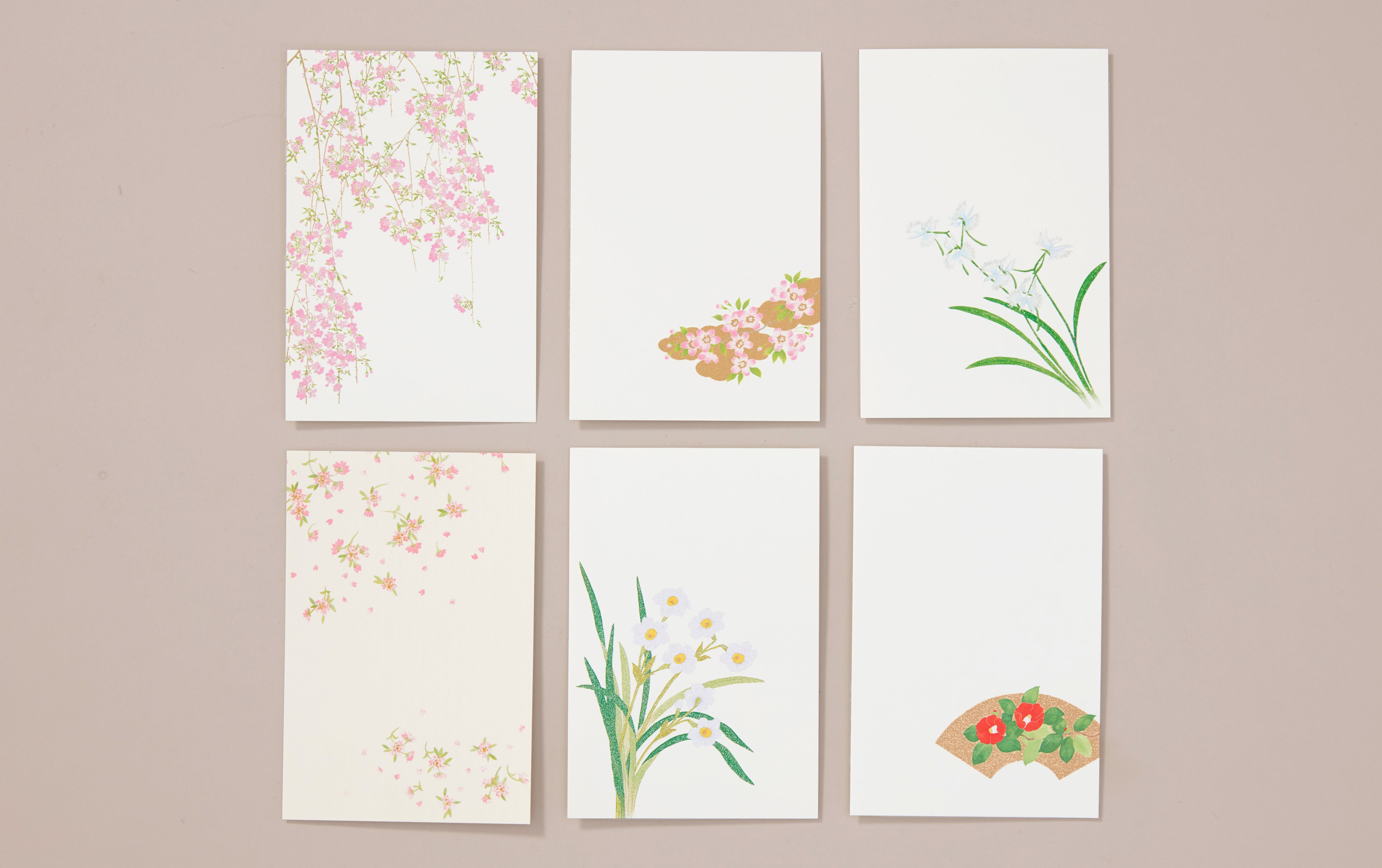 Set of 6 Japanese Blossoms Postcards, Set 6