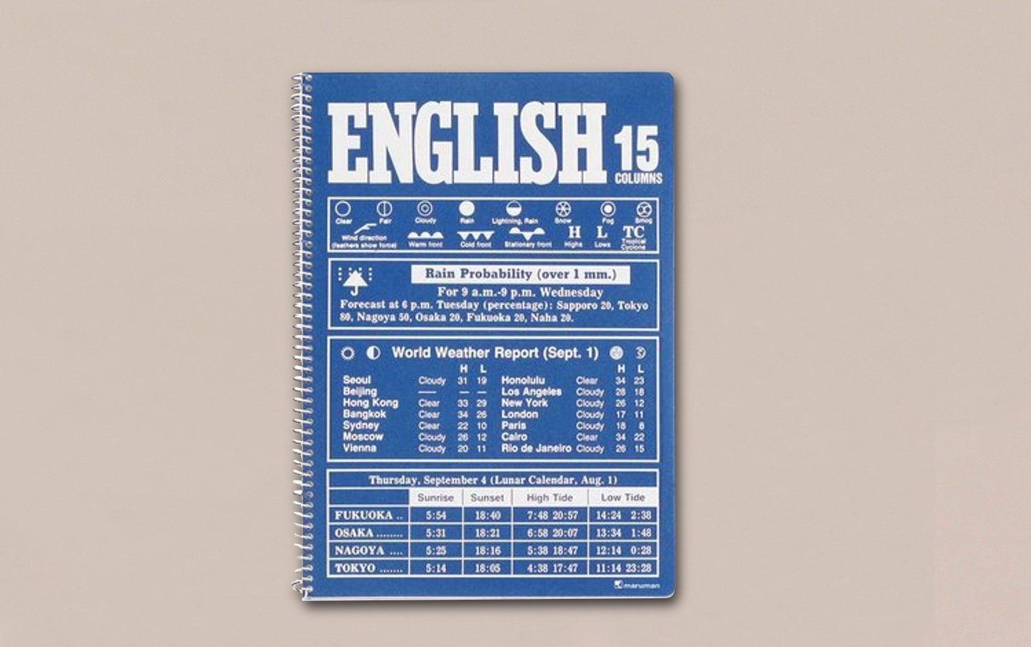 Blue English B5 Spiral Bound Notebook