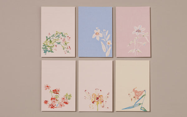 Set of 6 Japanese Botanical Postcards, No 1