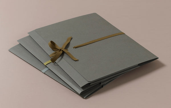 A4 Archival Folder with Cotton Ribbon, Grey
