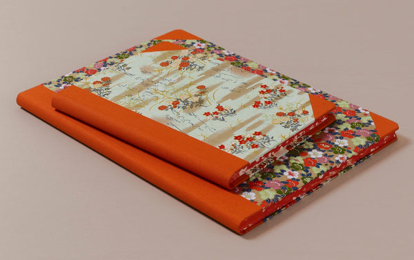 Hardback "Composition Ledger" Chiyogami Notebook, Orange Spine