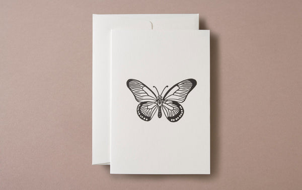 Linocut Print Butterfly Insects Greeting Card
