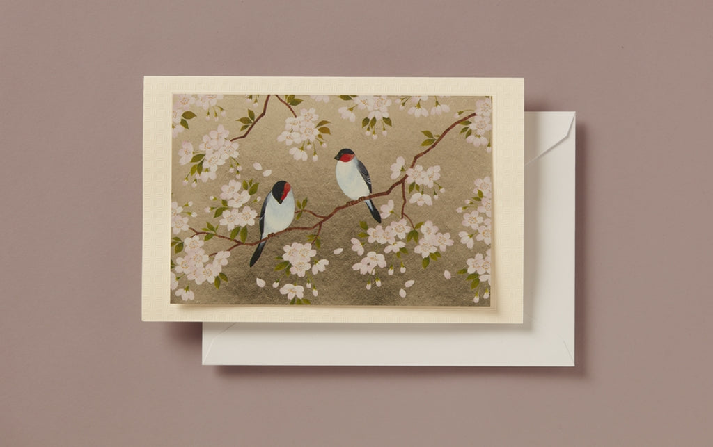 Silver Foil Bird Pair Greeting Card