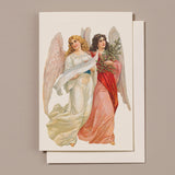 Embossed Die Cut Christmas Card, Two Angels