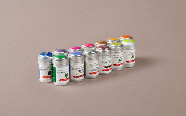 6 J. Herbin Ink Cartridges in Aluminium tin