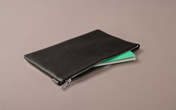Black Leather A5 Document and Passport Case
