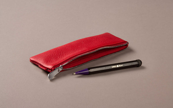 Red Leather Small Pencil Case