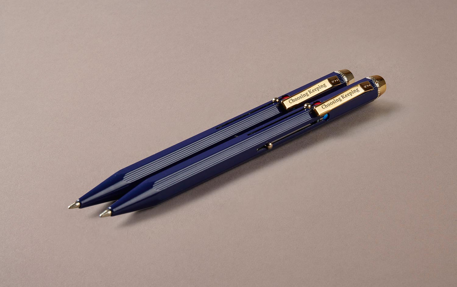 Blue Metal 4 Colour Ballpoint Pen