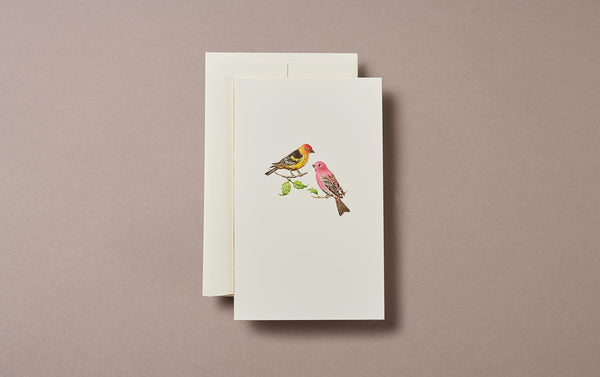 Pair of red and yellow birds Embossed Greeting Card