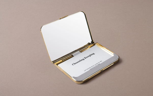Brass Card Case and Holder with Mirror