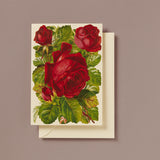 Embossed Die Cut Red Roses Greeting Card