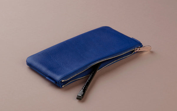 Royal Blue Leather Medium Pencil Case