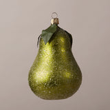 Handblown Glass Frosted Pear Christmas Ornament