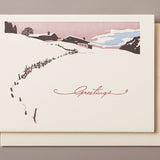 Letterpress Ski Lodge Greetings Christmas Card