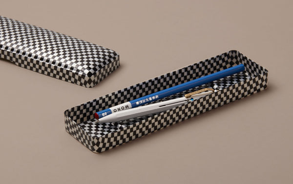 Large Checkered Celluloid Pen Case