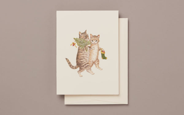 Engraved Christmas Cat Couple Card