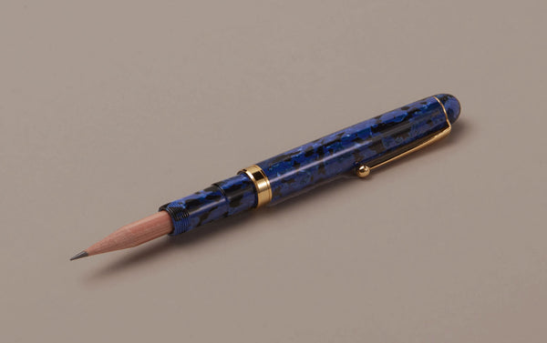 Ohnishi Seisakusho Blue Marble Acetate Pencil Extender and Holder