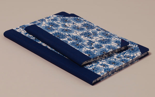 Hardback "Composition Ledger" Katazome Notebook, Blue Chrysanthemums