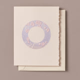 Engraved Blue Cherry Blossoms Greeting Card