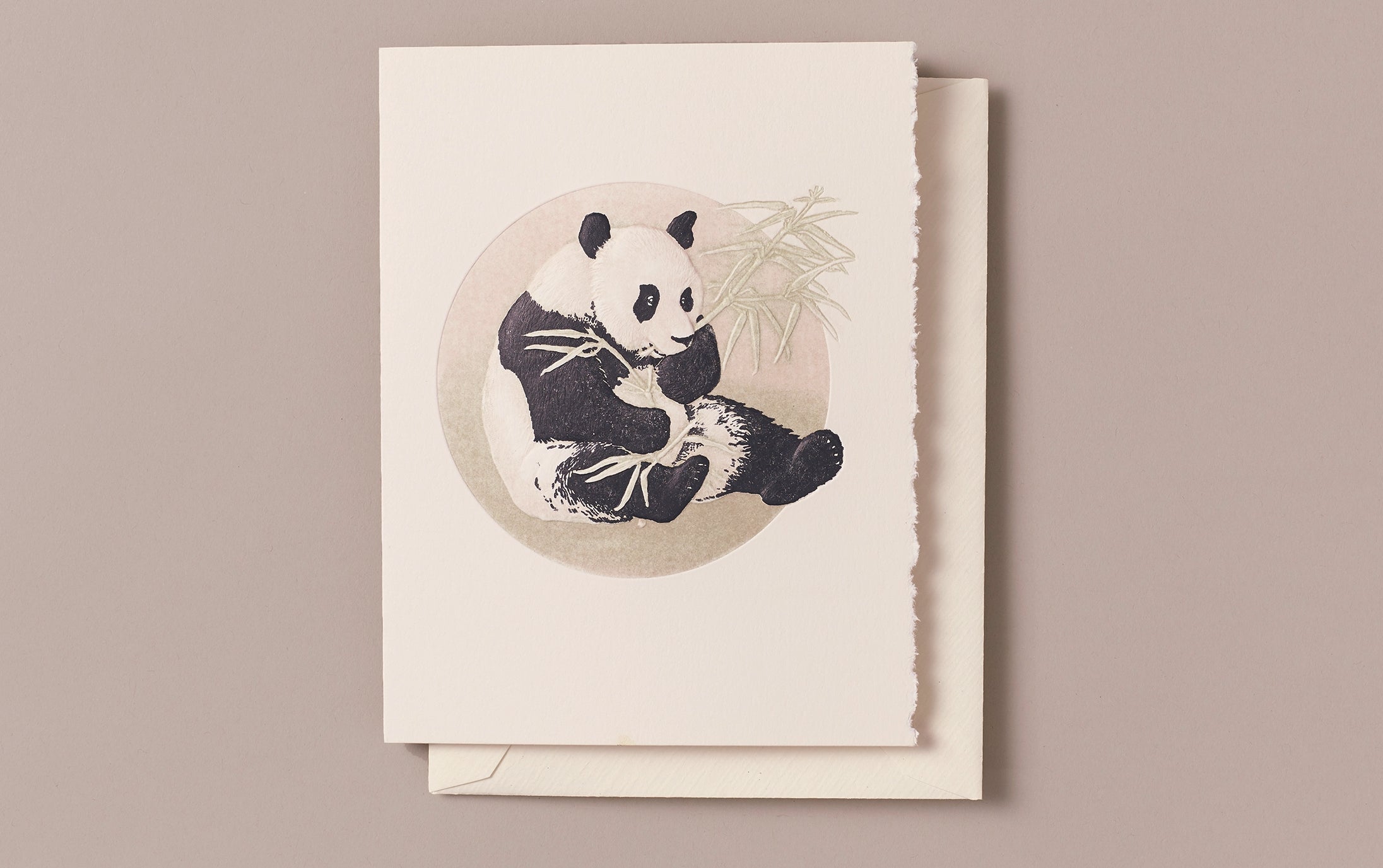 Hand engraved Panda Greeting Card