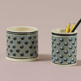 Duck Egg Mochaware Ceramic Pen Pot, 'Cat Eye'