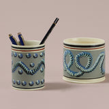 Duck Egg Mochaware Ceramic Pen Pot, 'Earth Worm'