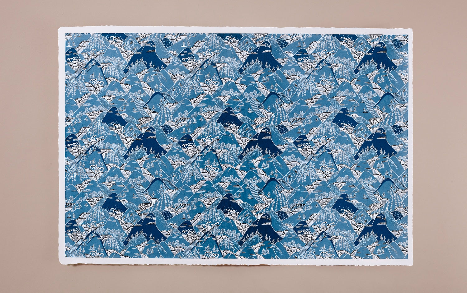 Katazome Silk Screen Print, Mountains