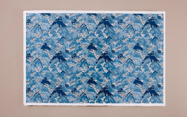 Katazome Silk Screen Print, Mountains
