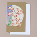 Gold Foil Window with Cherry Blossom Greeting Card