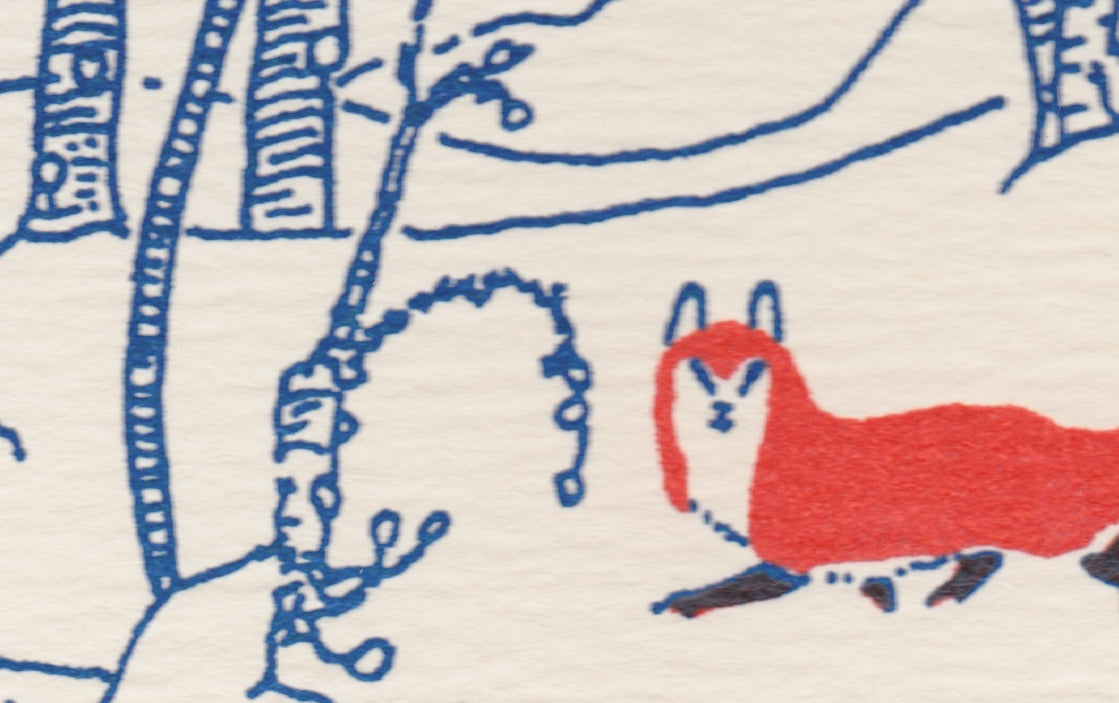Letterpress Fox in the Snow Christmas Card