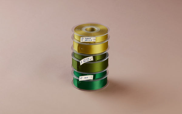 Premium Quality Swiss Ribbon, 25m roll - Greens