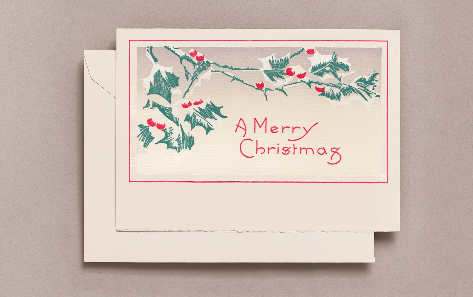 Letterpress Berries in the Snow Christmas Card