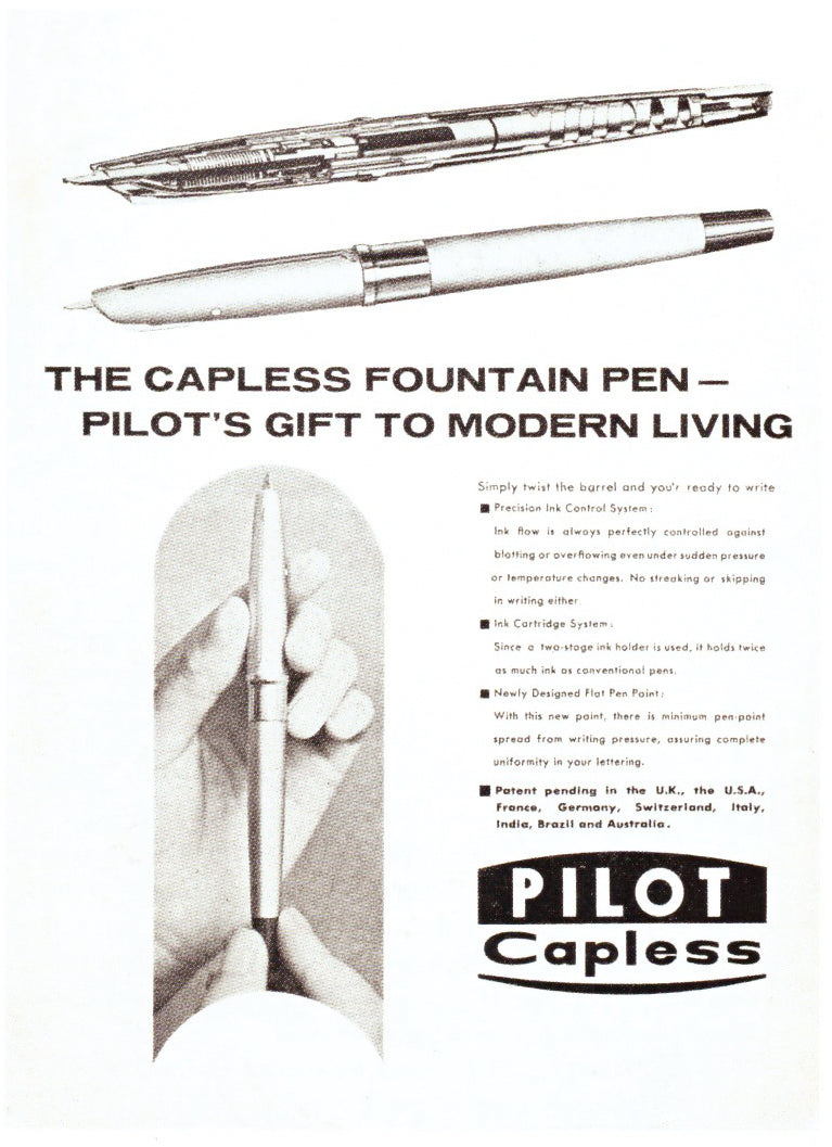 1964 Capless "Vanishing Point" Fountain Pen, Matte Black
