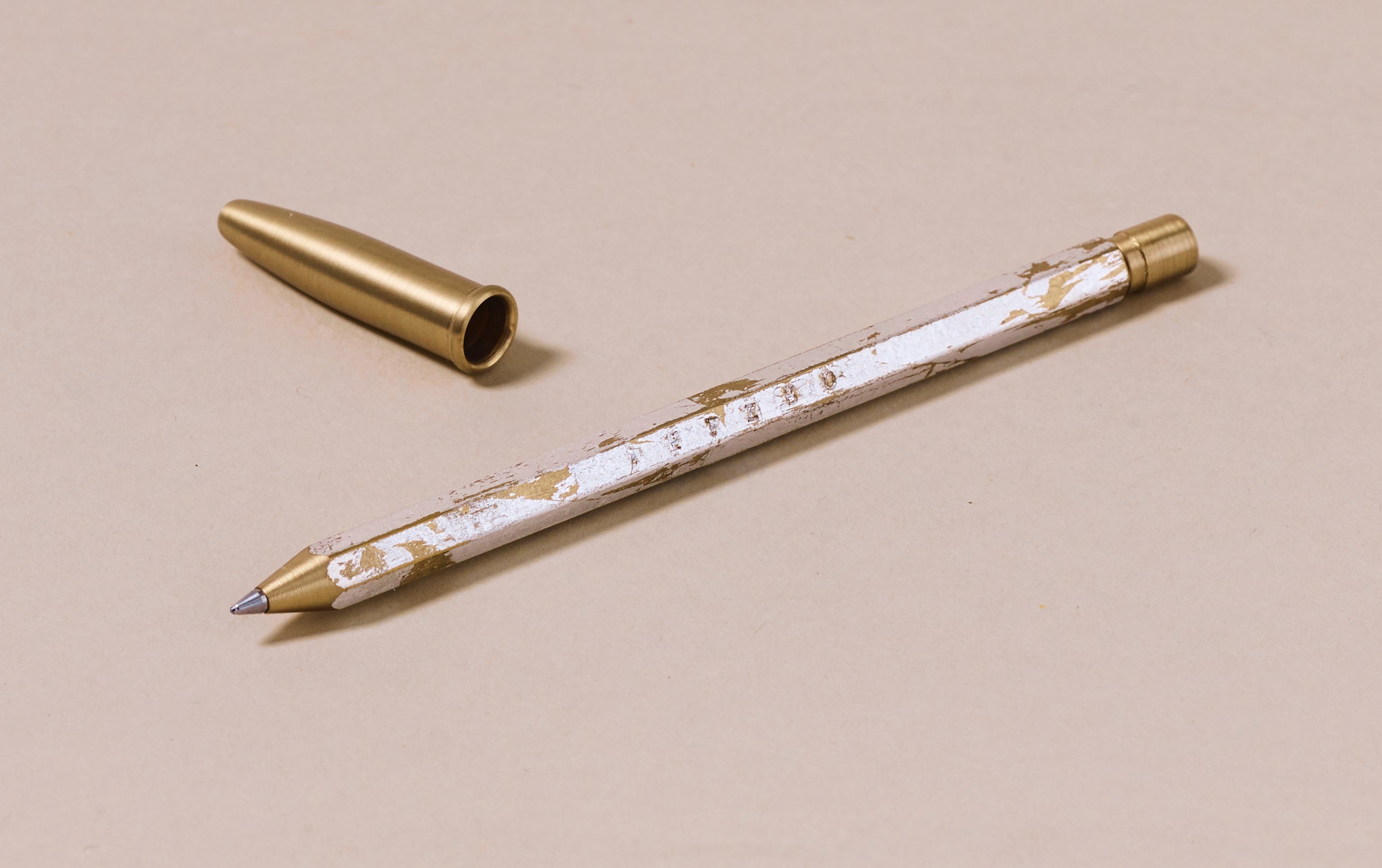Brass Tetzbo Silver Foil Ballpoint Pen - Long