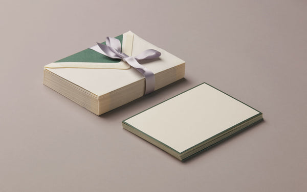 25 Cards & Envelopes - Letter Writing Set Cream/Green