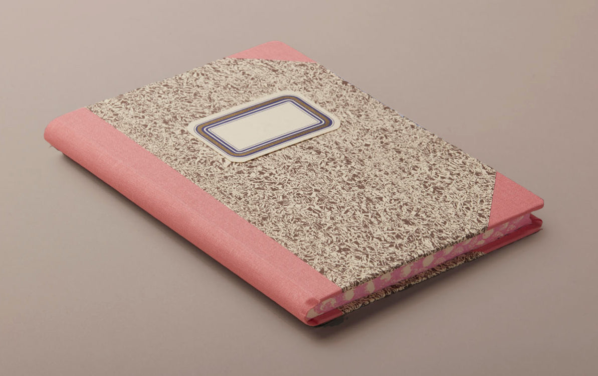 A5 Hardback "Composition Ledger" Marbled Notebook, Pink