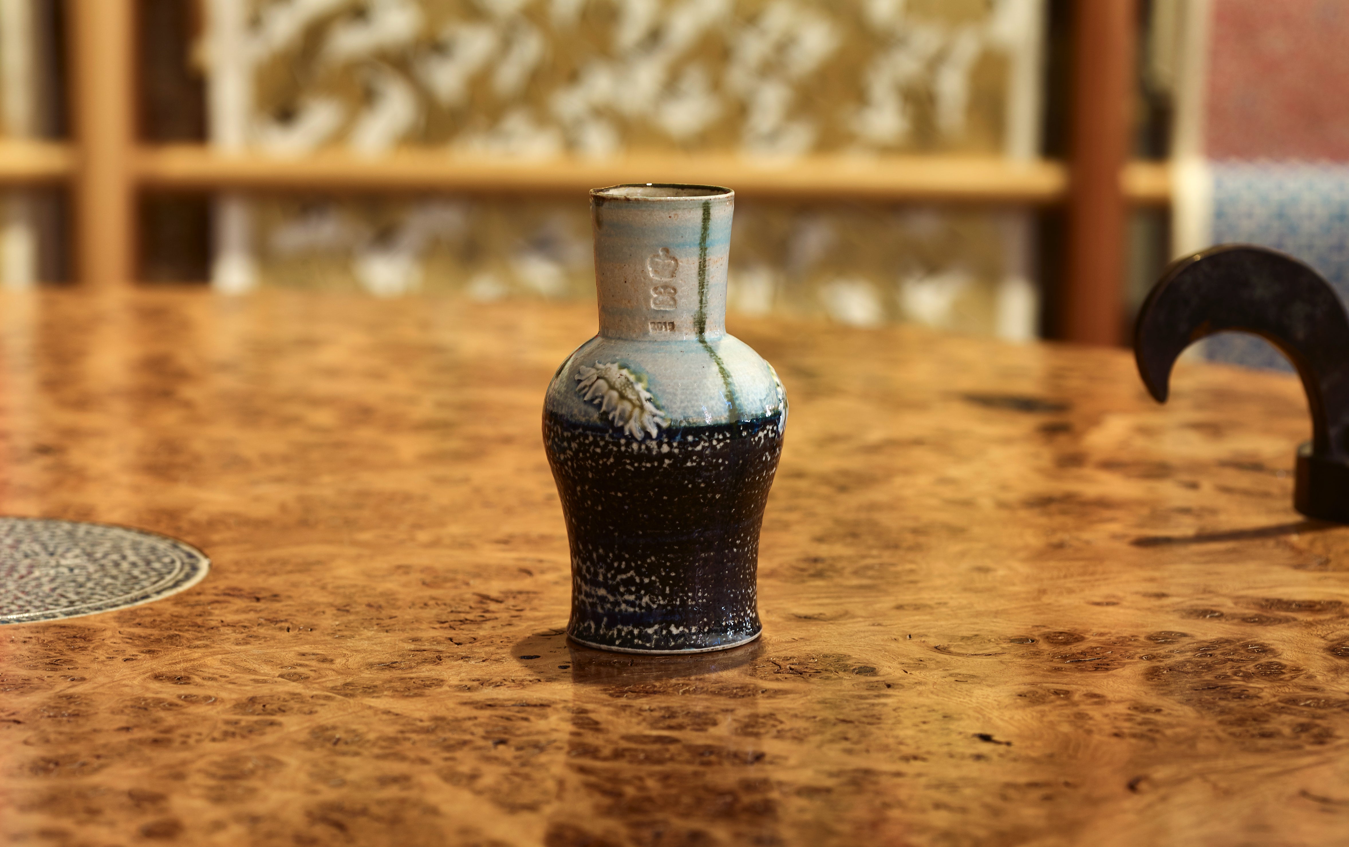 Steve Harrison Ceramic Vase, No.19 Pale and Dark Blue Stoneware