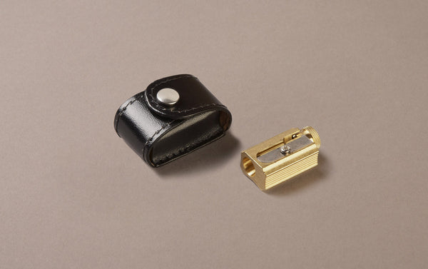 Brass Pencil Sharpener with Leather Case