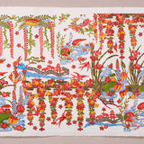 Full-Panel Chiyogami Silk Screen Print, White Islands
