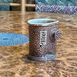 Steve Harrison Ceramic Desk Cup, No.125, Brown Stoneware with knob