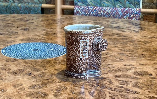 Steve Harrison Ceramic Desk Cup, No.125, Brown Stoneware with knob